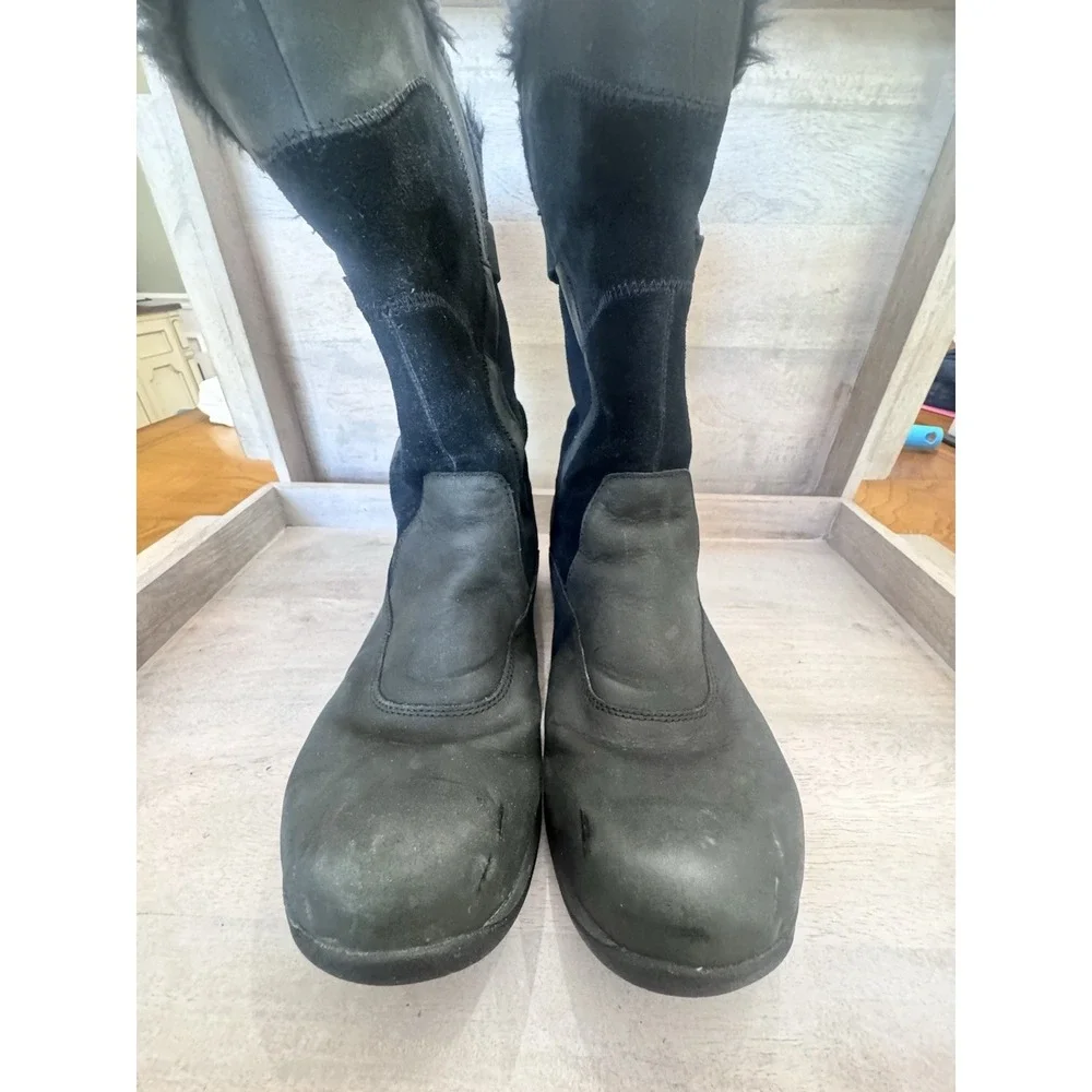 Vibram  Womens Black Winter Boots Size 39 With Faux Fur Leather Upper‎